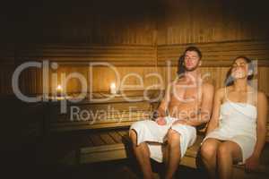 Couple together in the sauna