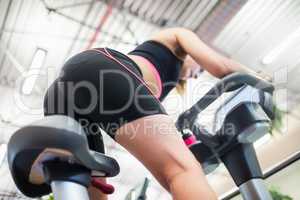 Woman using an exercise bike