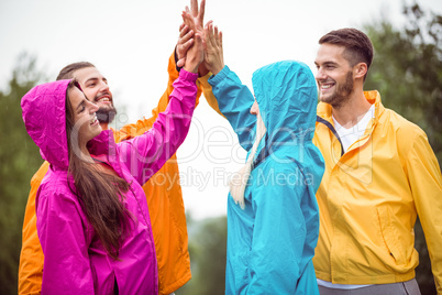 Friends having fun on a hike