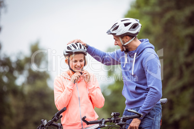 Happy couple on a bike ride