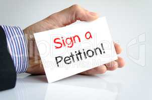 Sign a petition text concept
