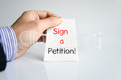 Sign a petition text concept