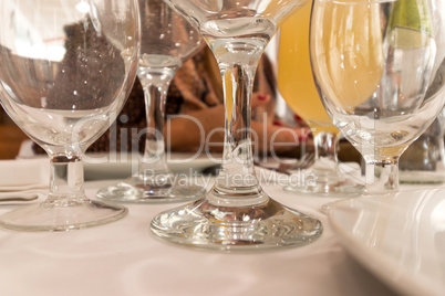 Close up picture of empty glasses in restaurant
