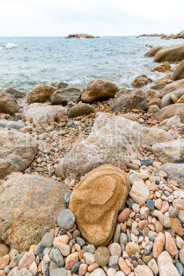 Beach coastal with pebbles, Mediterranean Sea