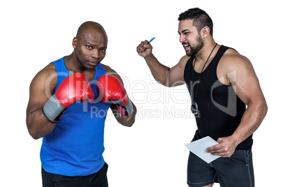 Strong friends using kettlebells together