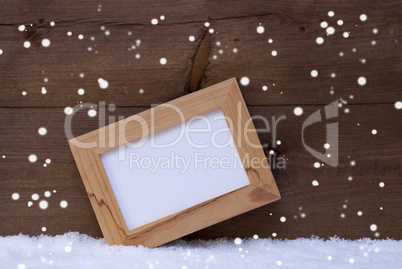 Christmas Card With Picture Frame, Copy Space, Snow, Snowfalkes