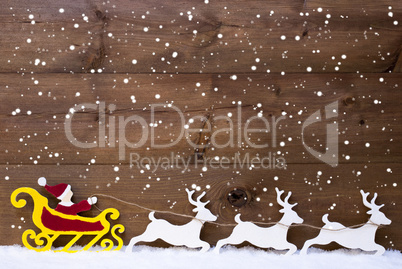 Santa Claus Sled, Reindeer, Snow, Copy Space, Snowflakes