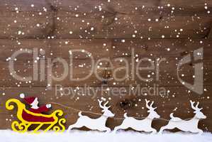 Santa Claus Sled, Reindeer, Snow, Copy Space, Snowflakes