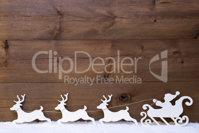 White Santa Claus Sled, Reindeer, Snow, Copy Space