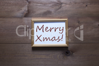 Golden Picture Frame With Copy Space And Text Merry Xmas