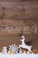Vertical White And Golden Christmas Card With Copy Space, Snow