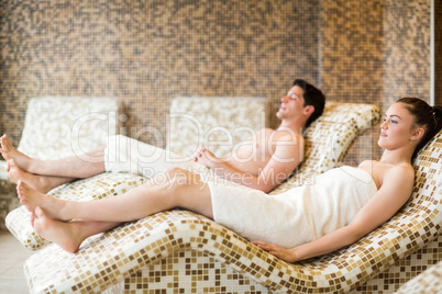 Couple relaxing in the thermal suite
