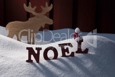 Card With Moose And Snow, Noel Mean Christmas