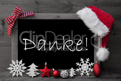 Blackboard Santa Hat Christmas Decoration Danke Means Thank You