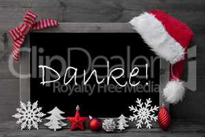 Blackboard Santa Hat Christmas Decoration Danke Means Thank You