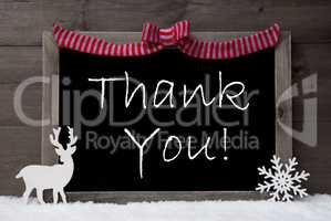 Gray Christmas Card, Snow, Loop, Thank You