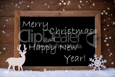 Vintage Card, Blackboard, Snow, Merry Christmas, Happy New Year