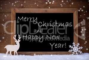 Vintage Card, Blackboard, Snow, Merry Christmas, Happy New Year