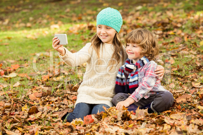 Happy siblings in the park