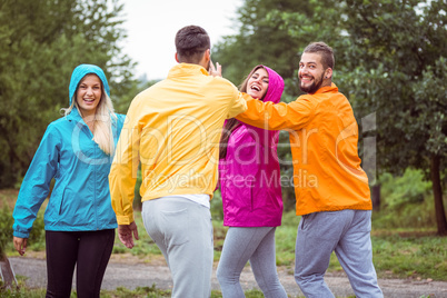 Friends having fun on a hike