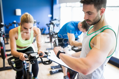 Fit people in a spin class