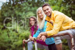 Happy friends on hike together