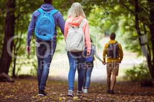 Happy friends on hike together