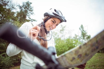 Happy woman on mountain bike