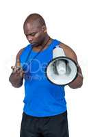 Fit trainer checking his stopwatch