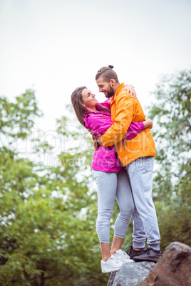 Happy couple on a hike