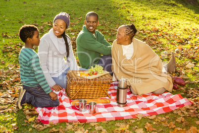 Happy family having a picnic