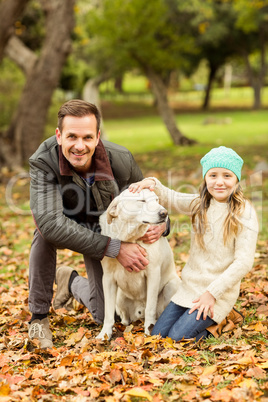 Young family with a dog