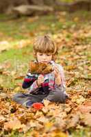 Happy little boy in the park