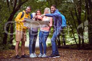 Happy friends on hike together