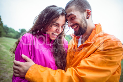 Happy couple on a hike