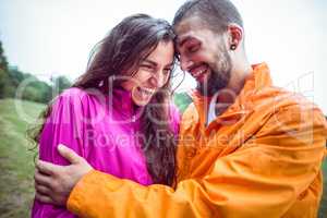 Happy couple on a hike