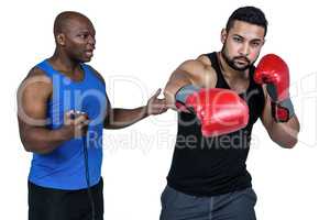 Boxing coach with his fighter