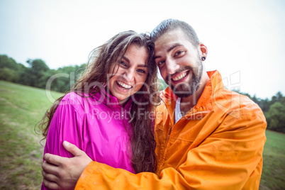 Happy couple on a hike