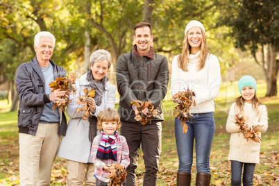 Extended family are ready to throw leaves around