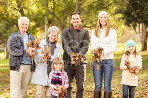 Extended family are ready to throw leaves around