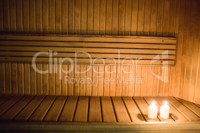 Candles lighting in a sauna