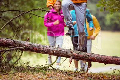 Friends having fun on a hike