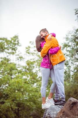 Happy couple on a hike