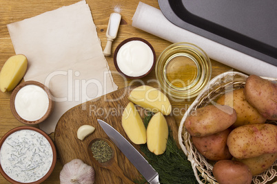 Preparing to bake a potato