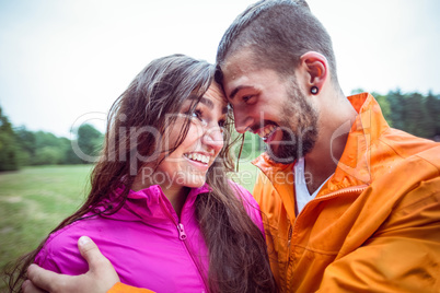 Happy couple on a hike