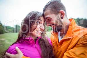 Happy couple on a hike