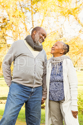 Senior happy couple looking each other