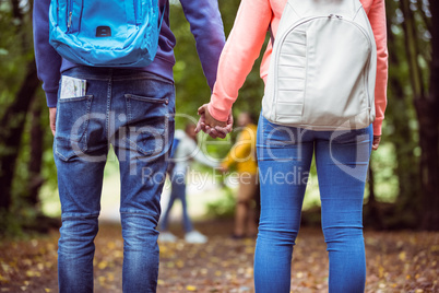 Happy friends on hike together