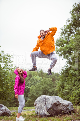 Happy couple on a hike