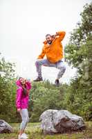 Happy couple on a hike